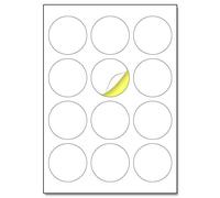 60 mm, 150 fogli, A4 Etichette Adesive Rotonde Bianche per stampante - 12 etichette per foglio