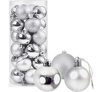 60 mm/18 palline di Natale infrangibili color argento, decorazioni per albero di Natale, palline ornamentali da appendere per le vacanze, lucide, opache, glitterate