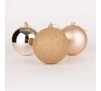 60 mm/18 palline di Natale infrangibili color oro champagne, decorazioni per albero di Natale, palline ornamentali da appendere per le vacanze, lucide, opache, glitterate