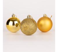 60 mm/18 palline di Natale infrangibili, dorate, decorazioni per albero di Natale, palline ornamentali da appendere, decorazioni natalizie per le vacanze, lucide, opache, glitterate