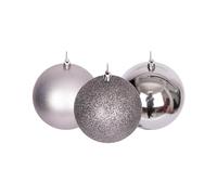 60 mm/18 palline di Natale infrangibili grigio medio, decorazioni per albero di Natale, palline ornamentali da appendere, decorazioni natalizie, lucide, opache, glitterate