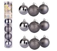60 mm/18 palline di Natale infrangibili grigio scuro, decorazioni per albero di Natale, palline ornamentali da appendere, decorazioni natalizie, lucide, opache, glitterate