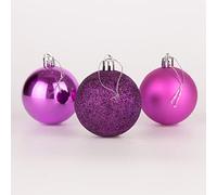 60 mm/18 palline di Natale infrangibili viola, decorazioni per albero di Natale, palline ornamentali da appendere per le vacanze, lucide, opache, glitterate