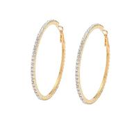 60 mm Orecchini grandi cerchi in cristalli Cz placcati oro ipoallergenici lucenti scintillanti, stile classico ed elegante, per donna danza di festa e sera chic gioielli, 60mm, Metallo, Zirconia