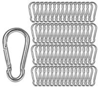 60 Pack M8 x 3-1/8inch Spring Snap Hooks Heavy Duty Carabiner Clips Galvanized Steel Quick Link Clip for Camping Hiking Traveling Outdoor Swing Gym, 500Lbs Capacity1