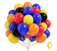 60 palloncini a forma di auto da corsa, 30,5 cm, con nero, blu reale, giallo, rosso, arancione, in lattice, per auto da corsa, due veloci, baby shower, feste di compleanno