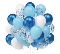 60 Palloncini Blu Chiaro Bianchi, 12 Pollici Azzurro coriandoli Palloncini, Lattice Elio Azzurro Pastello, Palloncini Blu Metallizzati per bambini compleanni matrimoni decorazioni