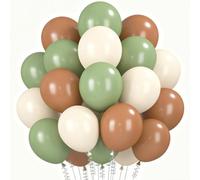 60 palloncini in lattice verde e bianco, colore cacao, set di palloncini da 12 pollici, per compleanno, matrimonio, decorazione al crepuscolo e verde fagiolo rosso, per feste di principessa, festa