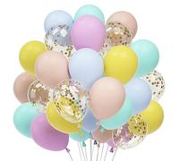 60 Palloncini Pastello, Pastello Blu Verde Giallo Argento Viola Arancia Palloncini, Palloncini Coriandoli Oro, Palloncini in Lattice per Compleanno Matrimonio Anniversario Battesimo Prima Festa