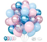 60 palloncini rosa blu, 12 pollici metallizzati rosa e blu, palloncini a elio, blu pastello, rosa, set di palloncini in lattice per compleanno, balletto di genere per matrimonio, matrimonio, baby