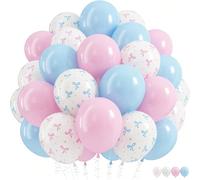 60 palloncini rosa e blu da 12 pollici, palloncini pastello per annuncio del sesso del bambino, con stampa a fiocco, per decorazioni festa di nascita o festa di nascità, per bambino o bambina 20 pezzi