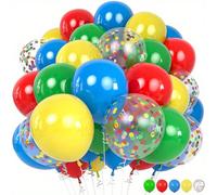 60 palloncini rossi, gialli e blu, kit per arco, palloncini con coriandoli colorati misti per compleanni, matrimoni, annunci di del bambino, festa di nascità, carnevale, circo e altre feste Stile 1col