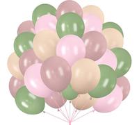 60 palloncini viola metallizzati, con elio, in lattice, viola scuro, per feste di compleanno, matrimonio, fidanzamento, baby shower (verde salvia rosa)