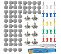 60 Pcs Kit Riparazione Cielo Auto, Riparazione Automobilistica Rivetti Pulsante di Riparazione con 60 Spilli Colorati 1 Cacciavite 1 Metro a Nastro per Tutte Auto