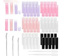 60 Pcs Tubi di Rossetto Vuoti 5 Ml Rossetto Fai da Te Contenitore, Contenitori Vuoti Balsamo Labbra Ricaricabile Rossetto Contenitori Per Fai da Te, con 3 Cucchiaio e 2 Contagocce, 6 Colori