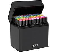 60 PENNARELLI DA DISEGNO ARTISTICI PROFESSIONALI A DOPPIA PUNTA SET CON ASTUCCIO