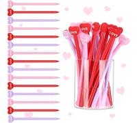 60 penne a sfera a forma di cuore per San Valentino da 0,5 mm a forma di cuore, inchiostro nero, bomboniere, San Valentino, per scuola, casa, studenti, insegnanti, dipendenti, regali, rosso, rosa, viola