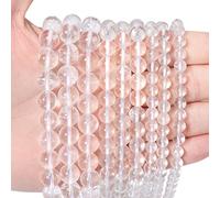 60 perline di cristallo di quarzo ialino naturale da 6 mm, perline rotonde di cristallo curative energetiche per la creazione di gioielli, bracciali e collane fai da te.