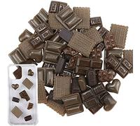 60 perline di finto cioccolato in resina con retro piatto, cabochon con retro piatto, decorazioni artigianali al cioccolato, perline finte in resina per fai da te