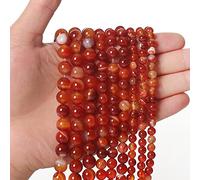60 perline di pietra naturale da 6 mm, corniola rossa, perle di agata a righe, cristallo energetico, potere curativo, gemma per la creazione di gioielli, braccialetto fai da te, collana