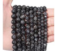 60 perline di pietra naturale da 6 mm, perle di larvikite nere, cristallo energetico, potere curativo, gemma per la creazione di gioielli, collana fai da te