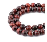60 perline di pietra naturale, rotonde, sfuse, distanziatori per pietre preziose, 39,4 cm per filo, 6 mm (occhio di tigre rosso, 6 mm)