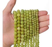 60 perline peridoto sfuse da 6 mm, per la creazione di gioielli, perline semi preziose naturali, rotonde, lisce, distanziatori per collane e bracciali