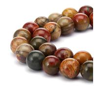 60 perline rotonde in diaspro naturale di Picasso da 6 mm, perline sfuse per la creazione di gioielli, filo da 38 cm