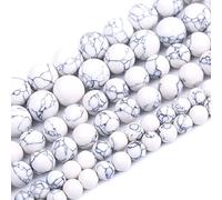 60 perline rotonde in howlite bianca da 6 mm, perline naturali sfuse per la creazione di gioielli fai da te, bracciali, collane, 38,1 cm