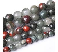 60 perline rotonde in pietra di sangue africana naturale da 6 mm, pietre preziose sfuse, energia curativa, per la creazione di gioielli, bracciali, 38 cm