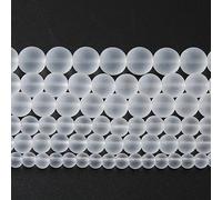 60 perline rotonde in vetro bianco smerigliato da 6 mm, per la creazione di gioielli, bracciali, collane, cristalli di guarigione energetica, 38,1 cm