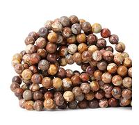 60 perline rotonde sfuse da 6 mm in pietra naturale di riolite color caffè, per la creazione di gioielli, 1 filo, 38,1 cm