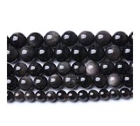 60 perline rotonde sfuse in ossidiana naturale, 6 mm, 3A, per la creazione di gioielli e braccialetti fai da te (pietra ossidiana color argento, 6 mm) ZW-A-760