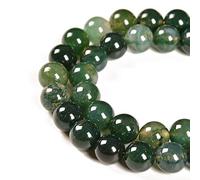 60 perline rotonde sfuse sfuse in agata verde naturale, 6 mm, per la creazione di gioielli, 39,4 cm, 1 filo (agata muschio verde, 6 mm, 60 perline)