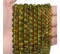 60 perline sfuse in giada peridoto da 6 mm, per la creazione di gioielli, perline semi preziose naturali, rotonde, lisce, distanziatori per collane e bracciali