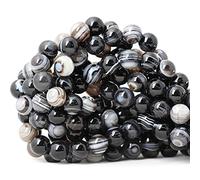 60 perline sfuse rotonde in agata naturale da 6 mm, per la creazione di gioielli, design di gioielli, 1 filo da 38,1 cm (15 cm)