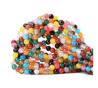 60 perline sfuse rotonde in agata pavone, 6 mm, per la creazione di gioielli e materiali fai da te, 1 filo da 38,1 cm (15,cy)