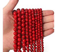 60 perline sfuse turchesi rosse da 6 mm, per la creazione di gioielli, perline semi preziose naturali, rotonde, lisce, distanziatori per collane e bracciali