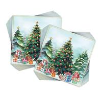 60 Pezzi 2 Strati Tovaglioli di Natale,Tovaglioli da Cocktail Usa e Getta con Albero di Natale Tovaglioli Natale Decorazione Carta per Vacanza Pranzo tè Natale Festa Forniture, 33x33 cm Verde