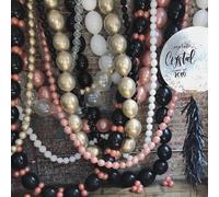 60 pezzi/75 pezzi/80 pezzi Palloncini bianchi, neri, dorati e argento da 6 pollici e 10 pollici con attacchi rapidi per creare pareti, archi e catene di palloncini, adatti per decorare feste di comple