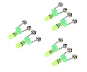 60 Pezzi Allarme Morso da Pesca LED e Doppio Campanello Clip Verde | Plastica e Metallo, Segnale Sonoro e Visivo, per Estremità Canna e Supporti in Buio Totale