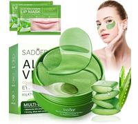 60 Pezzi Aloe Vera Maschera Occhi, Collagene Patch Occhi con Maschera per le Labbra, Patch Occhiaie e Borse, Anti-Rughe e Anti-Occhiaie, Rimuovi Borse e Puffiness, Idrata Anti-Età