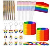 60 pezzi arcobaleno Gay Pride accessori regalo set include portachiavi Lgbtq Gay Prides arcobaleno gay prides braccialetti in silicone bandiere LGBT cordini per Pride Day Month Parade decorazioni