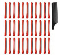 60 Pezzi Bigodini Capelli Corti Bigodini Per Capelli Lunghi Diametro 5mm Onde Capelli Bigodini Bigodini Piccoli Con 1 Pettine Hair Rollers Set Per Arricciare I Capelli (0,5 * 6 Cm, Rosso)