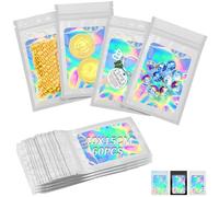 60 Pezzi Busta in Alluminio Richiudibile 15 * 10cm Pacchetto Zip Top Piatto Sacchetto Mylar Baggys Buste con Finestra Trasparente per Gioielli Caramelle Biscotti(Bianco)