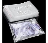 60 Pezzi Bustine Trasparenti Adesive 30x45cm Sacchettini Plastica | Sacchetti Cellophane, Richiudibili, Buste Trasparenti, Bustine Confetti, per Alimenti, Caramelle, Biscotti, Matrimoni, Natale