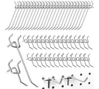 60 Pezzi di Supporto per Supporto per Utensili Metal, Intervallo di Accessori 3cm Pegboard, Diametro 3mm Ganci Pegboard, Ganci Metallo Pegboard Ganci, per Scaffali di Supermercati, Officine
