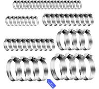 60 Pezzi Fascette Stringitubo Set, Fascetta Stringitubo Regolabile 6-51Mm Metall