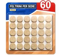 60 Pezzi Feltrini Adesivi per Sedie e Mobili, Antigraffio, Silenziosi, Protezione Pavimento, Rotondi 25 mm Beige