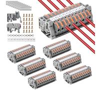 60 Pezzi Kit Morsettiera per binario Din Elettrico, Terminali a Vite per Rail Din, Nero Morsettiera per Connettore Rail per Progetti fai da te Cablaggio Rapido-Bianco
